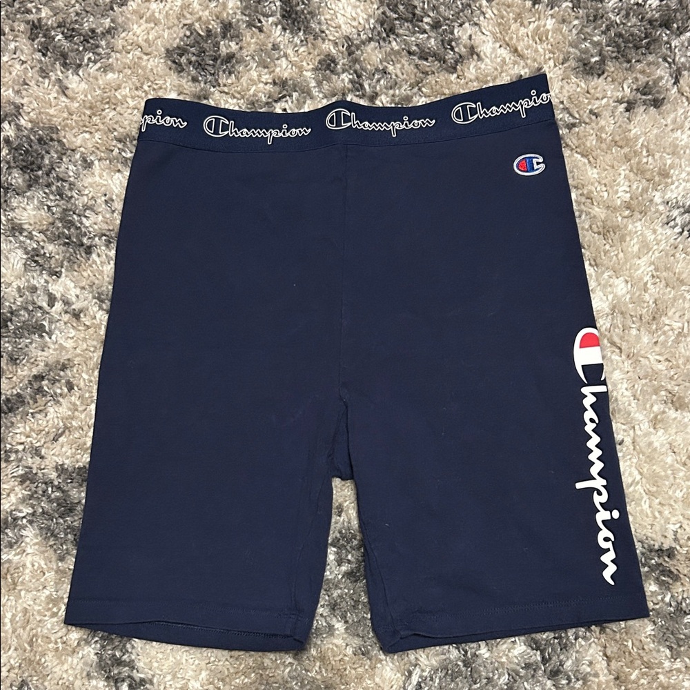 Champion Navy Blue Logo Bike Shorts